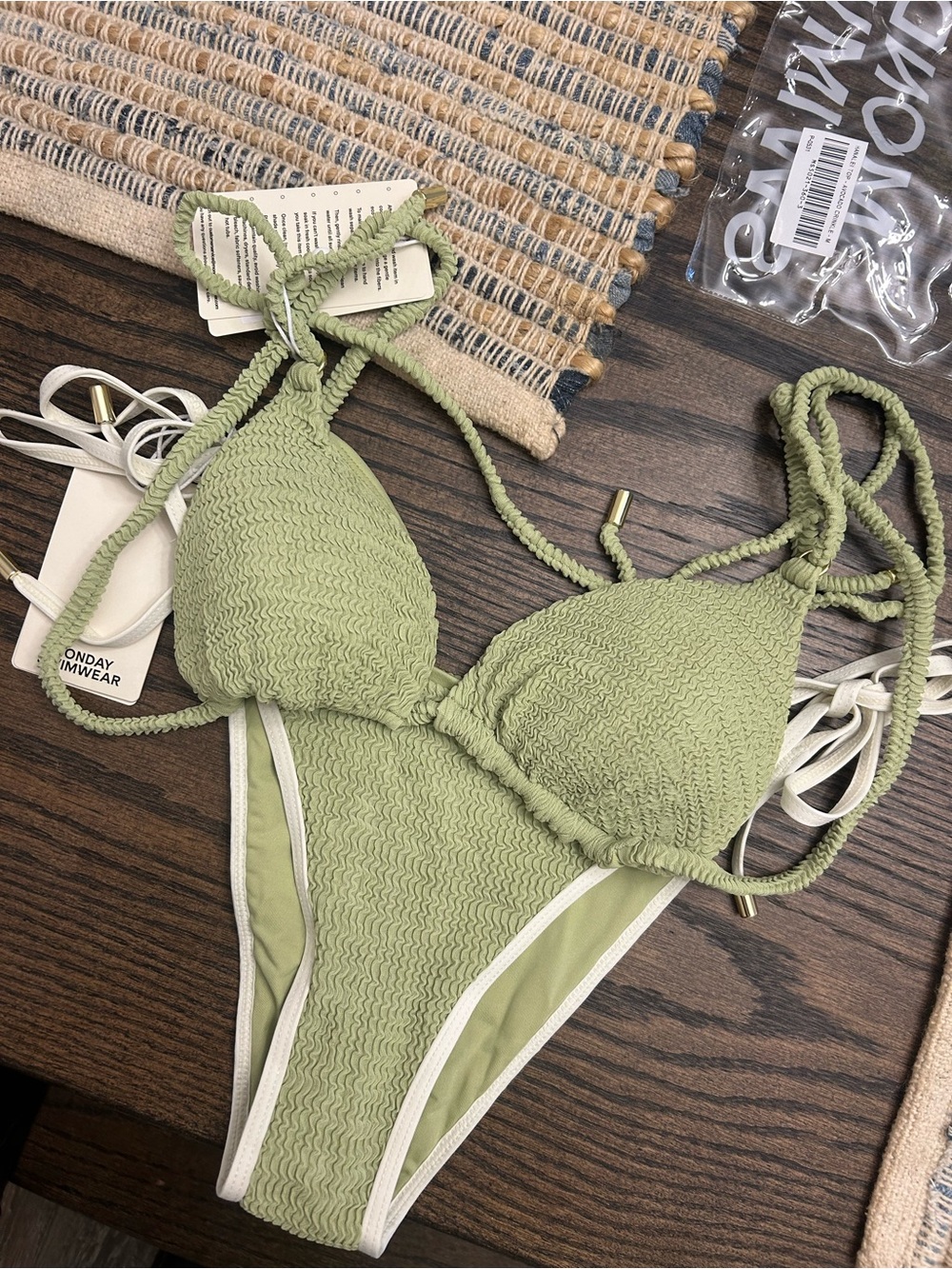 Monday Swimwear Avocado Crinkle Set